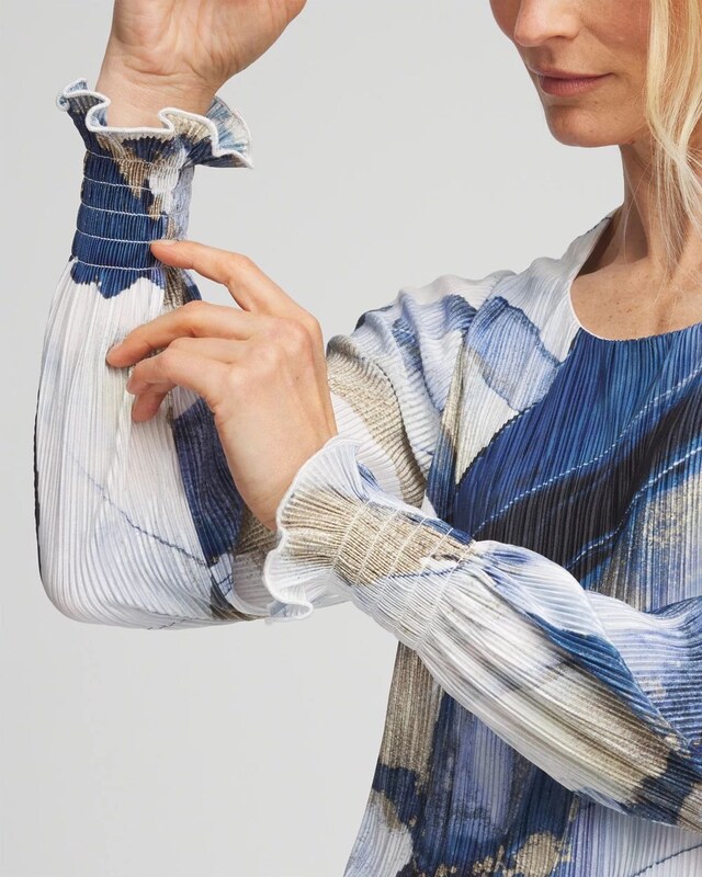 Foil Ocean Print Crinkle Top - image 4